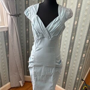 Blue Sweetheart Retro Ruched Cocktail Dress NWT